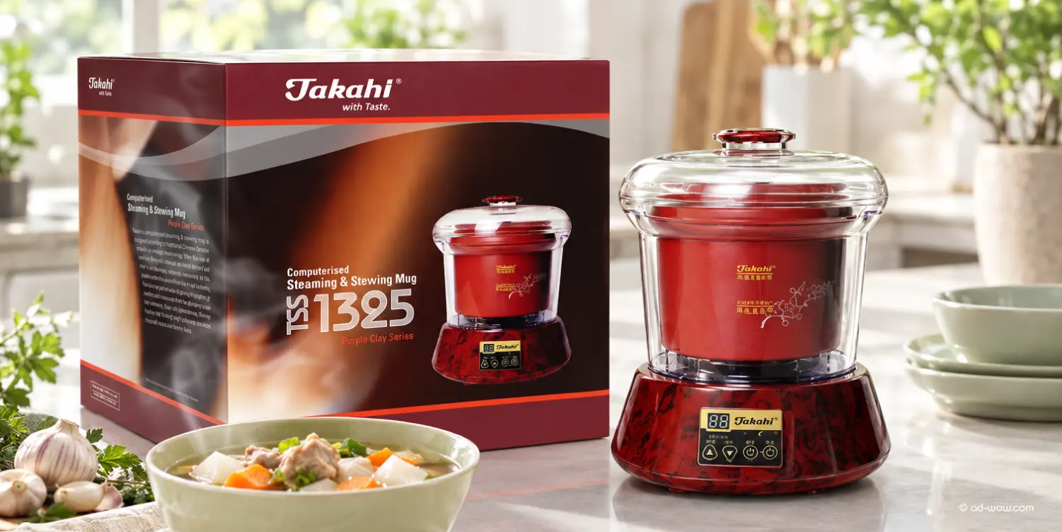 Takahi steaming and stewing mug packaging box design, model TSS 1325